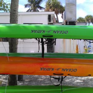 kayaks on rack